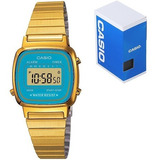 Reloj Casio Retro La670 Dorado Azul Dama Original