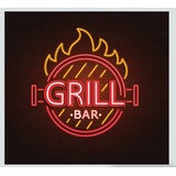 Letrero Led Neon Grill Bar Restaurant Ancho 45cm Luminoso