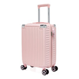 Mala Viagem Resistente Pequena Bordo 8kg Rodinhas 360 Cor Rosa Lisa