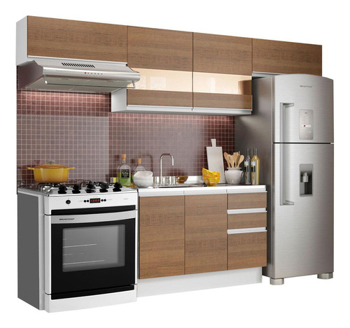 Armario De Cocina Compacto 280cm Marina Madesa 01 Color Blanco/marrón