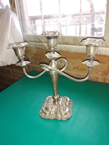 Candelabro Antiguo  Plateado 3 Velas Rep.sheffiel !!oferta!!