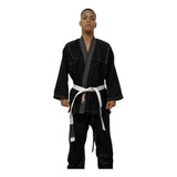 Kimono Jiu-jitsu Judô Adulto Preto Trançado Reforçado 1 Fit