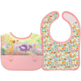 Kit 2 Babadores Bebê Bolso Coletor Migalhas Marcus & Marcus Garden Rosa