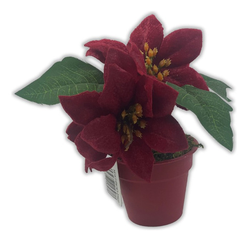 Planta Roja Artificial Macetero Decoracion Hogar 16cm