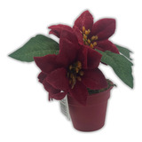 Planta Roja Artificial Macetero Decoracion Hogar 16cm