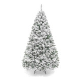 Árbol De Navidad Con Nieve Con Base De Metal Plegable 9ft.