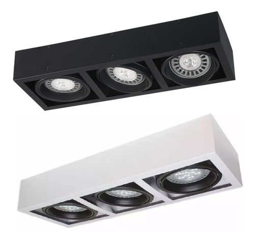 Plafón 3 Luces Ar111 Con Lámparas Led 12w Gu10 Spot Moderno