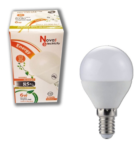 Lampara Led 6w Gota E14 Fría Cálida Rosca Chica Espejo 