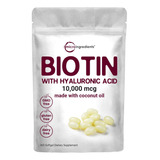 Biotin 10000mcg Con Acido Hialuronico Aceite De Coco 365 Cap