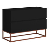 Mesa De Cabeceira Eros Estilo Industrial Pés De Cobre 60cm Cor Preto/cobre