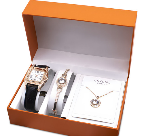 Juego De Reloj Y Joyas En Caja De Regalo Elegante 3 Piezas