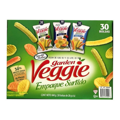 Garden Veggie Chips Botana Saludable, Sin Gluten 30 Pzs | MercadoLibre
