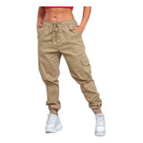 Calça Jogger Cargo Feminina Com Elastico Punho Bolso Lateral