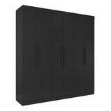 Guarda-roupa Casal Easy Slim 6 Portas Preto Fosco