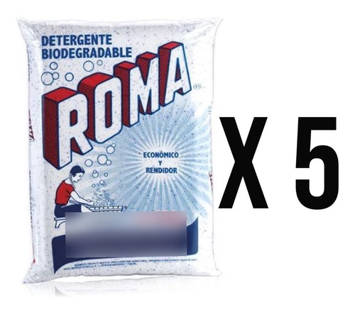 Detergente En Polvo Roma Económico Y Rendidor 250g 5pz