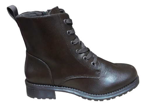 Bota Mooncity Feminina Coturno Cano Curto Cadarço Ziper 