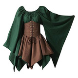 Vestido Irlandés Tradicional Para Mujer, Disfraz Medieval Corto Con Corsé, Vestido Victoriano De Halloween Plus