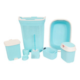 Set De Baño 8 En 1 Pvc Cesta Isopo Papelera