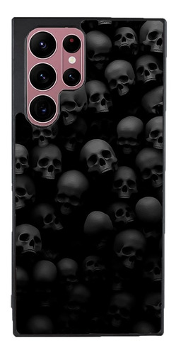 Funda Para Galaxy Calaveras Craneos Grises Fondo Negro Tapiz