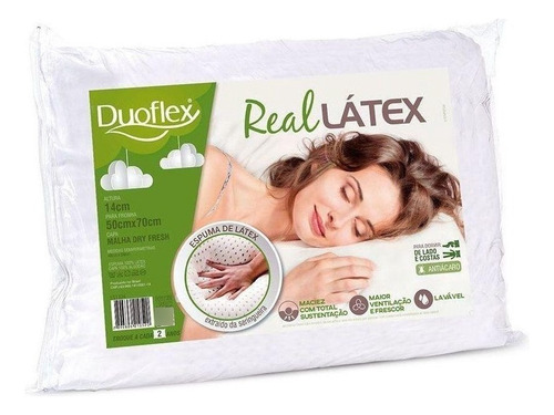 Travesseiro Duoflex Real Látex Tradicional 68x48x14