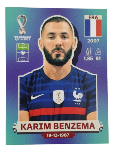 Lámina Mundial Qatar 2022 Karim Benzema Fra 16