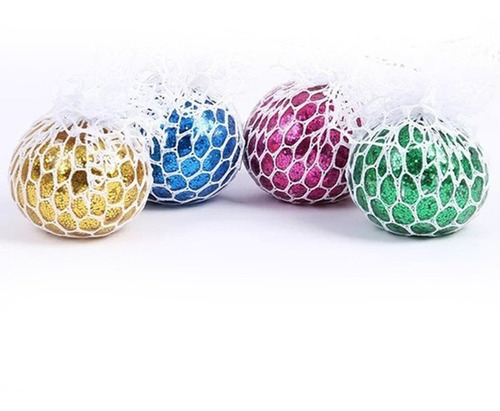 Squishy Squeezee Ball Antiestres Con Malla Con Orbis Brillos