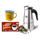 Cafetera Espresso Rs 6 Tazas Manual + Café Sello Rojo 600gr