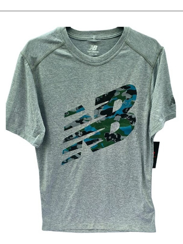 Playera New Balance Hombre Color Gris Con Monograma Original