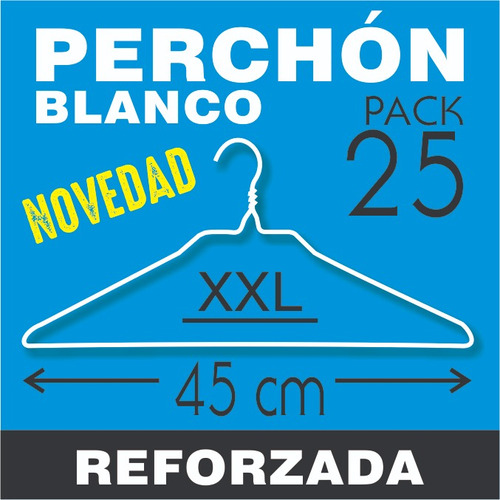 Perchas De Alambre - Perchón X25 Reforzada - Color Blanca