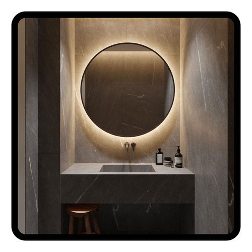 Espejo Led 50cm Para Baño Marco De Hierro Redondo Accesorios