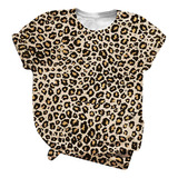 Bonita Blusa Tipo Jersey Con Estampado De Leopardo Para Muje