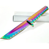 Navaja Tactica Tanto Tornasolada Edc Fade Rainbow Filosa