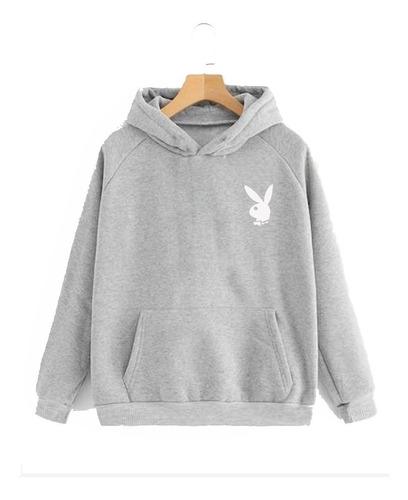 Buzo Canguro Hoodie Capucha Hombre Mujer Gris Algodón