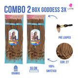 Combo 2 Apliques De Cabelo Faux Box Goddess -cherey- Tranças Cor Mel Cor 27