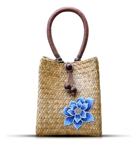 Qtkj Bolso De Playa Para Mujer Bolso De Paja Bordado Bolso D