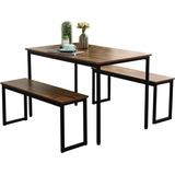 Juego De Mesa De Comedor De 45 Pulgadas Con 2 Bancos, Juego 