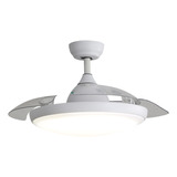 Ventilador Alphaled Blanco Plegable Reversible Con Lámpara Led Grande Aspas Escondidas De Abs 3 Tonos De Luz Cálida Combinada Y Fría Control Remoto 42 Pulgadas