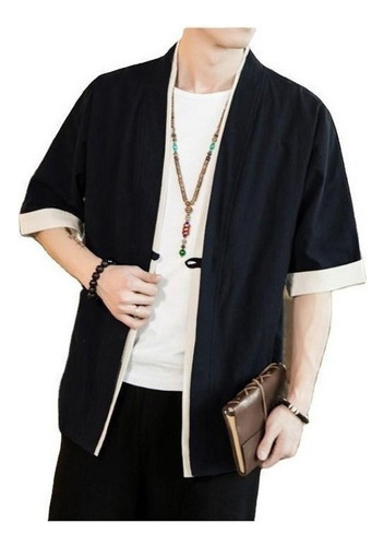 Abrigo Kimono De Manga Corta Para Hombre