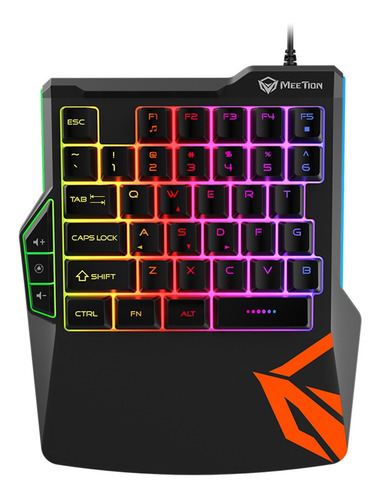 Teclado Gamer Una Mano Rgb Ergonomico Kb015 Meetion