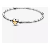 Pulsera Con Broche Corazón Dorado De Plata Ley 925 Esterlina