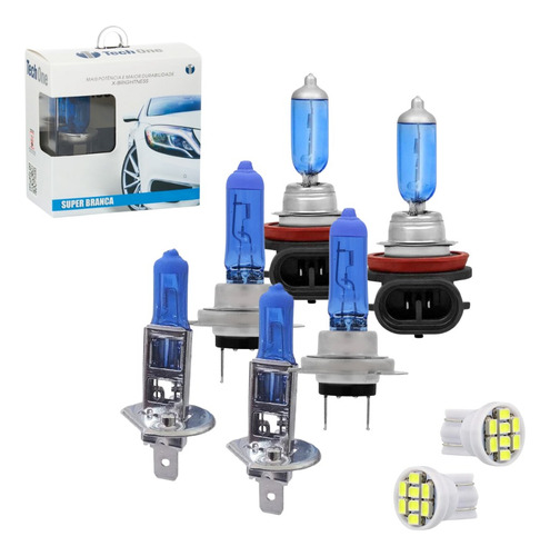 Kit 6 Lampadas Farol Alto Baixo Milha 8500k 12v Efeito Xenon