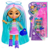 Barbie Extra Mini Minis Muñeca Mas Pequeña Pelo Azul Mattel