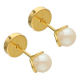 Aros Abridores Oro Lili 18k Perla Canastita 4mm Li-130s 