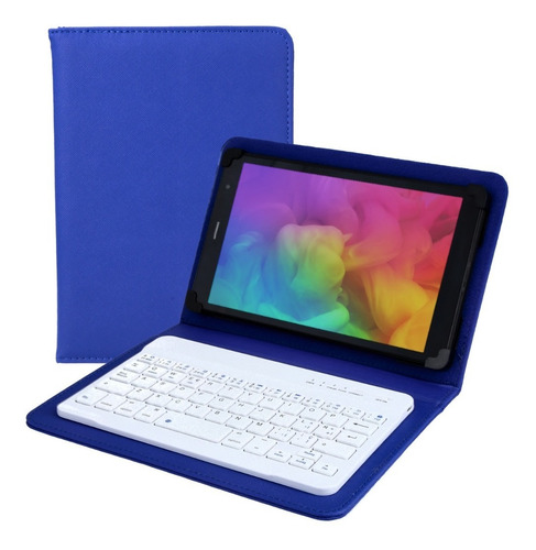Funda Para Tablet Con Teclado Bluetooth Azul