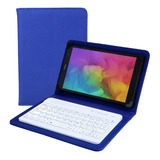 Funda Para Tablet Con Teclado Bluetooth Azul