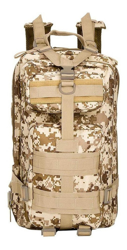 Mochila Tatica Camping Reforçada Militar Camuflada 30 Litros Cor Cáqui Desenho Do Tecido Liso