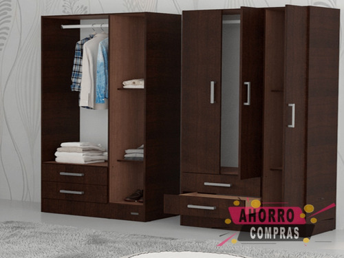 Mueble Ropero Placard 3 Puertas  Chico 2 Cajones Melamina