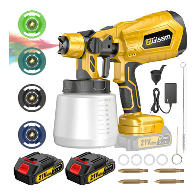 Pistola Pintura Inalámbrica GISAM P4087 Motor Sin Escobillas 3 Modos 4 Boquillas | Envío gratis