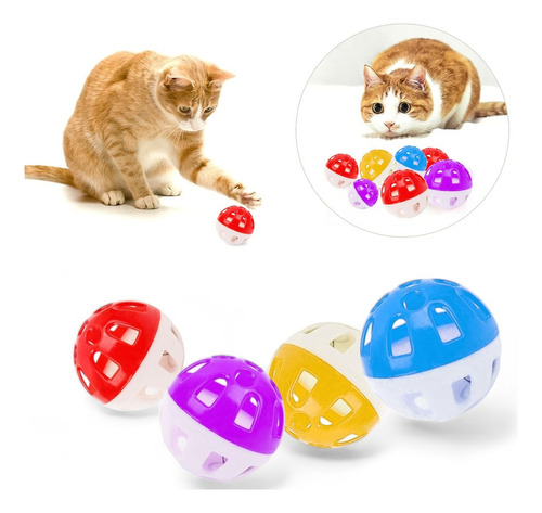 Set 4 Pelotas Para Gato Juguete Con Cascabel Juegos De Gatos