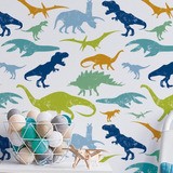 Adesivo De Parede Dinossauros Verde Azul Quarto Infantil 3m